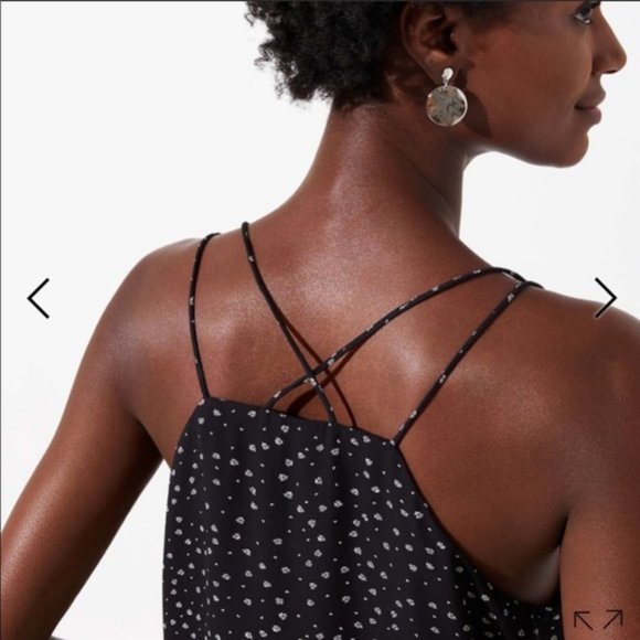 LOFT Black Cross Strap Flared Tank Top - Sz S - Picture 3 of 6